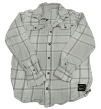 Svetlošedá -biela kockovaná košeľová bunda s nápisom River Island