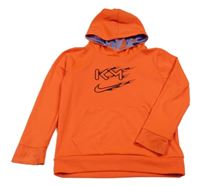 Neonově korálová sportovní mikina s logem a kapucí Nike