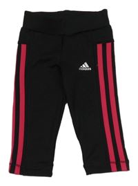 Černo-fuchsiové crop legíny s pruhy a logem Adidas