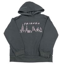 Antracitová mikina s potlačou a kapucí - Přátelé