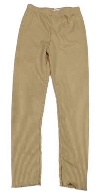 Béžové rebrované legíny