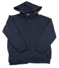 Tmavomodrá prepínaci mikina s potlačou a kapucňou