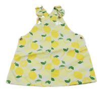 Bielo-žlté na traké rifľové šaty s citrony