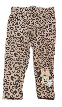 Růžovo-černé legíny s leopardím vzorem a Minnie 