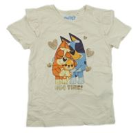 Béžové tričko s Bluey a volánky 