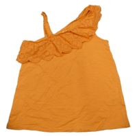 Oranžový top s volánikom s madeirou C&A