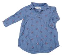 Modré kvetované košeľové šaty H&M