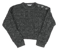 Antracitový trblietavý crop sveter Primark