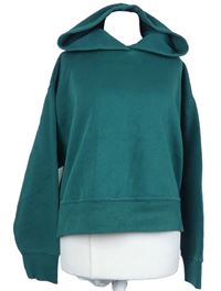 Dámska tmavozelená crop mikina s kapucňou Zara