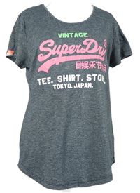 Dámske tmavomodré melírované tričko s logom Superdry