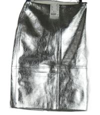 Nové - Dámská stříbrná koženková pouzdrová sukně H&M