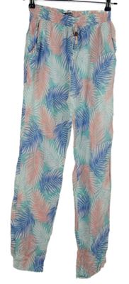 Dámské růžovo-modro-bílé vzorované harémové kalhoty Collosuem 