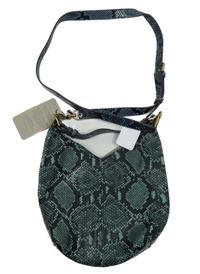 Nové - Dámská zeleno-černá vzorovaná crossbody kožená kabelka Build a bag