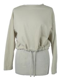 Dámská béžová žebrovaná crop mikina se stahováním 