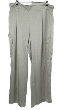 Dámské šedé saténové volné kalhoty s kapsami F&F