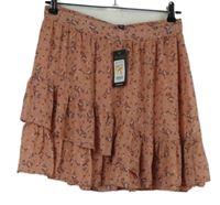 Nové - Dámska ružová kvietkovana šifónová sukňa s volánikmi New Look