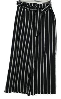 Dámské černo-bílé pruhované culottes kalhoty s páskem 