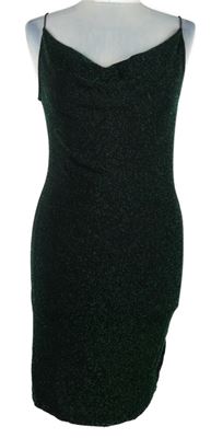 Dámske čierno-zelené trblietavé šaty s vodou H&M