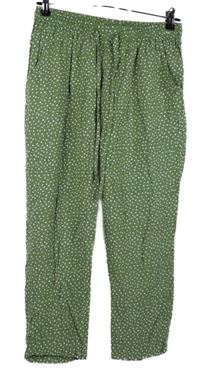 Dámské khaki vzorované volné kalhoty Peacocks 