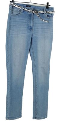 Dámské světlemodré teplákové skinny rifle s páskem M&Co