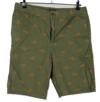 Pánské khaki plátěné chino kraťasy s rybkami vel. 32