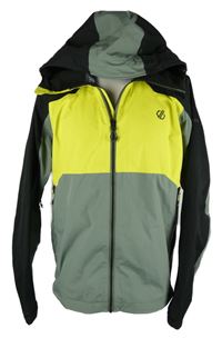 Pánská khaki-černo-žlutá šusťáková outdoorová bunda s kapucí Dare2B