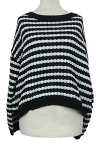 Dámsky čierno-biely pruhovaný crop sveter Shein