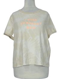 Dámské béžové vzorované crop tričko s nápisem H&M