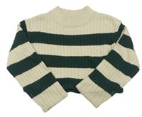 Béžovo-zelený pruhovaný crop sveter H&M