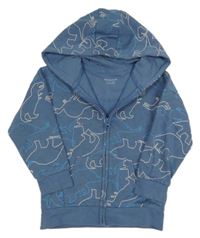 Nové - Modrá propínací mikina s dinosaury a kapucí Primark 