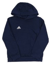 Tmavomodrá mikina s logom a kapucňou Adidas