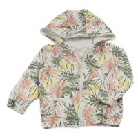 Biela prepínaci mikina s listy s kapucňou so cute