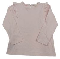 Svetloružové tričko s volánikom Mango