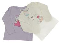 Nové - 2x triko s medvídkem Pú bílé+ lila Disney