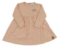 Svetloružové šaty s nápisom a fľakmi Topomini