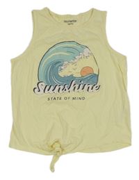 Žltý crop top s obrázkom