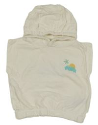 Biela tepláková vesta s potlačou a kapucňou Ergee