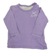 Fialové triko s mašličkou a nápisem