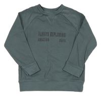 Modro-sivá mikina s vyšitým nápisom