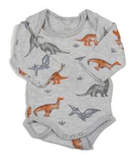 Sivé melírované body s dinosaurami