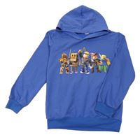Modrá mikina s roblox panáčky a kapucňou
