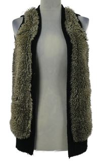 Dámská černá pletená vesta s kožešinou Only