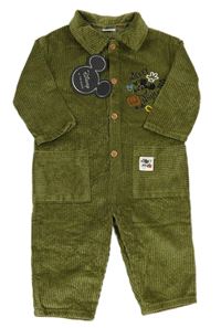 Khaki manšestrový kalhotový overal s Mickeym Disney