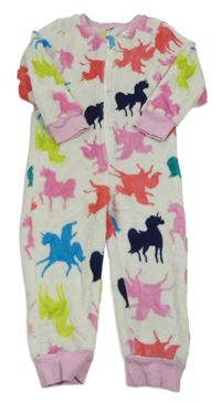 Bílý chlupatý overal s dinosaury Matalan