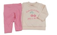 Nové - 2set - Světlerůžová mikina s třešničkami + růžové legíny F&F