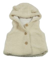 Smotanová huňatá podšitá vesta s kapucňou Tu