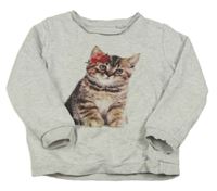 Svetlosivá melírovaná mikina s mačičkou C&A