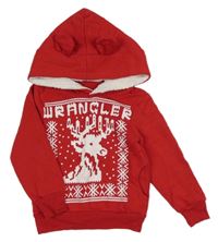 Červená mikina se sobem a kapucí Allie&Bell