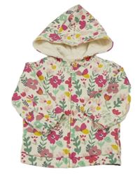 Krémová květovaná propínací mikina s kapucí Sfera