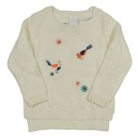 Bílý svetr s ptáčky C&A